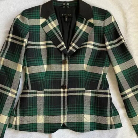 Vintage Escada Bulus Plaid Jacket Blazer Size 34 US 4 - Picture 1 of 7